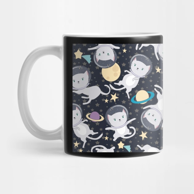 Pattern cats lover astronaut galaxy by Flipodesigner